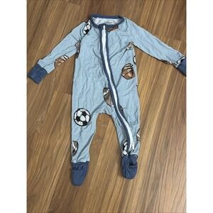 Bamboo Baby Boys 3-6 Months Sports Football Soccer Footed Sleeper Pajamas VGC